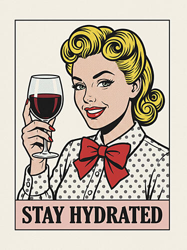 Pop Art Wine Woman Art Print