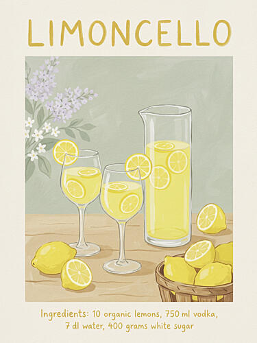 Limoncello Lemon Refreshment Art Print