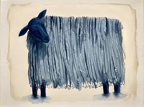 Textured Blue Sheep Art Print by Hugo