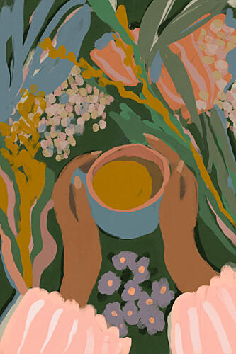 Cozy Tea Garden Art Print