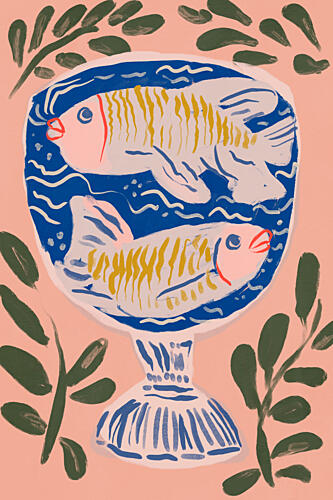 Two Fish in a Bowl Art Print