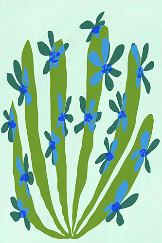 Blue Floral Stems Art Print by Treechild