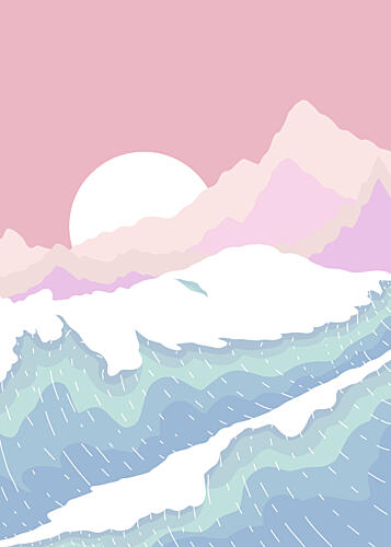 Pastel Mountain Waves Montagne reproduction