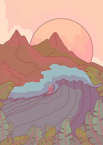 Tropical Surf Sunset Art Print