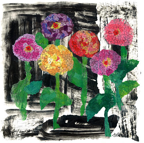 Vibrant Floral Collage Art Print by Jules Gissler
