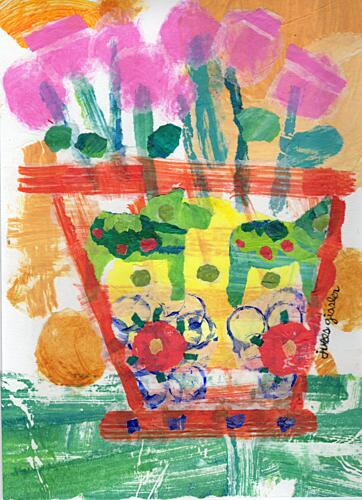 Vibrant Floral Pot Art Print by Jules Gissler