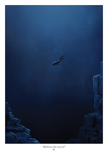 Deep Blue Diver Art Print by Jake Waldron
