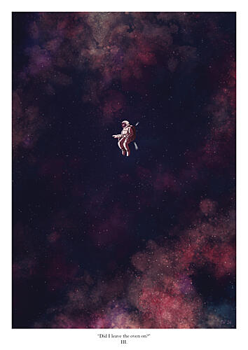 Astronaut in Deep Space Art Print by Jake Waldron