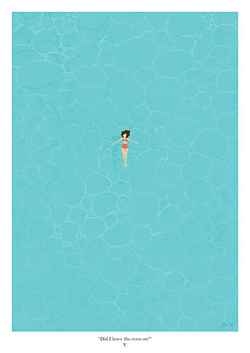 Floating Woman Blue Water Art Print by Jake Waldron