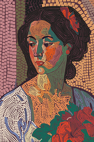 Vibrant Mosaic Portrait Art déco reproduction