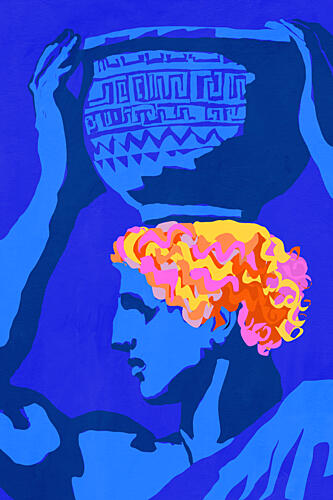 Blue Man Colorful Hair Art Print by Treechild