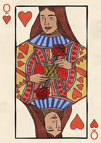 Queen of Hearts Card Art Print by Nicholas