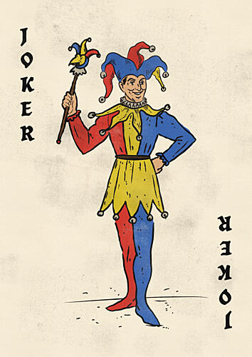 Classic Joker Playing Card Art Print by Nicholas