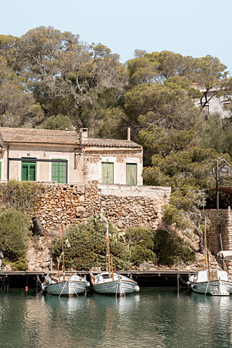 Mediterranean Bay House Boats Art Print by Henrike Schenk