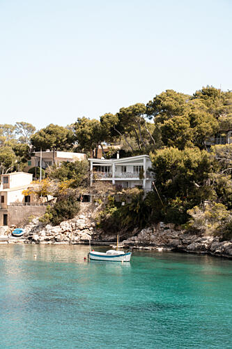 Serene Mediterranean Cove Art Print by Henrike Schenk