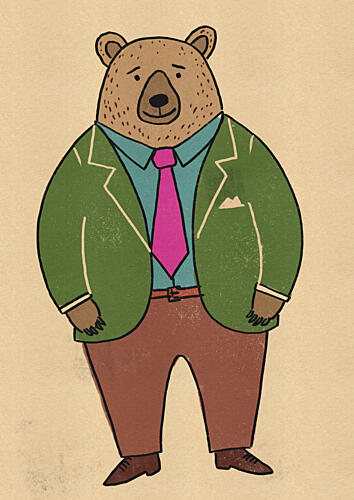 Bear in a Suit Art Print by Nicholas