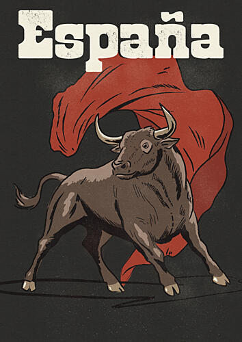 Espana Bull and Cape Art Print by Nicholas
