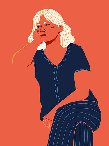 Pensive Blonde Woman Art Print by Monika Gregulska
