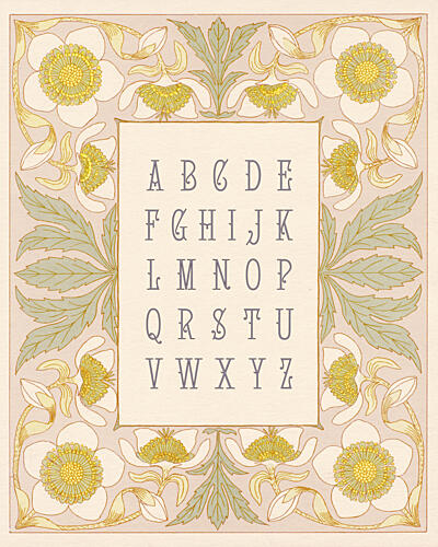 Elegant Floral Alphabet Art Print by Wild Violets