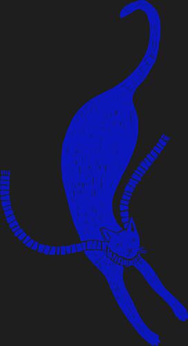 Blue Stretching Cat Art Print