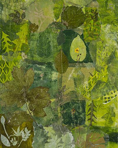 Green Botanical Collage Art Print by Anna Berends van Loenen