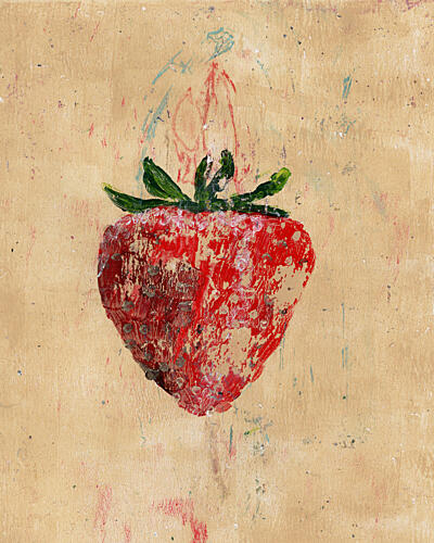 Rustic Painted Strawberry Alimentation reproduction