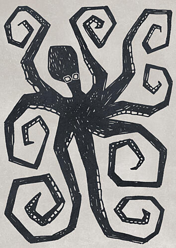 Bold Black Octopus Art Print