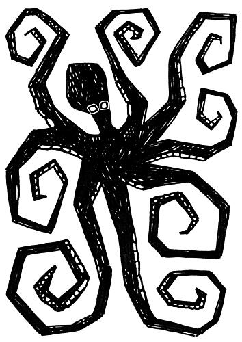 Black Octopus Swirl Art Print by Rosana Laiz Blursbyai