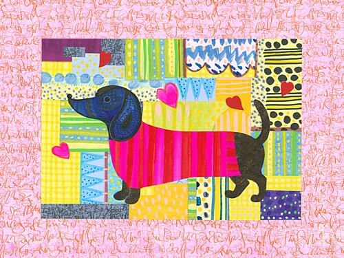 Colorful Dachshund Sweater Art Print