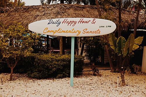 Tropical Happy Hour Sign Art Print by del Mundo Imagery
