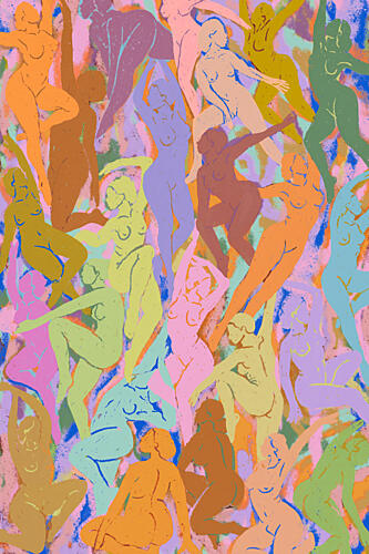 Colorful Dancing Women Art Print by Treechild