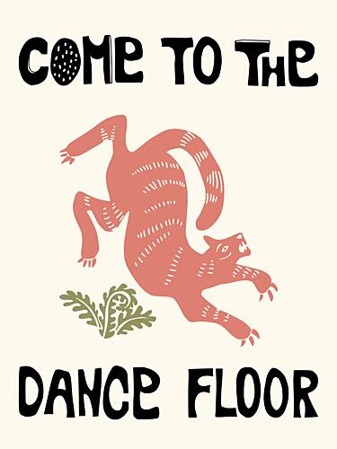 Dancing Cat Invitation Art Print by Annick