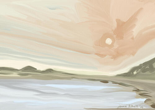 Serene Beach Sunset Plage reproduction