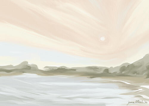 Calm Horizon Glow Art Print by Jenna Alheit