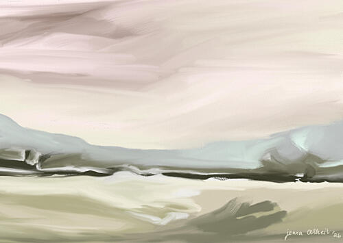 Serene Pastel Landscape Art Print by Jenna Alheit