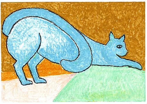 Whimsical Blue Cat Art Print