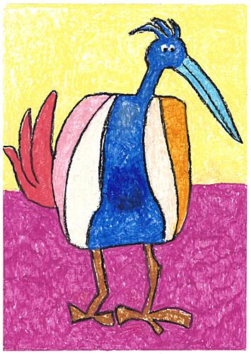 Whimsical Blue Bird Art Print