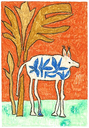 Folk Art Forest Animal Art Print by Annick
