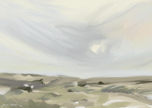 Serene Sky Landscape Art Print by Jenna Alheit