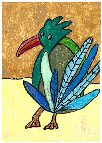 Whimsical Colorful Bird Art Print by Annick