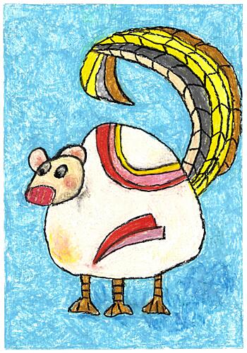 Whimsical Crayon Creature Art Print by Annick