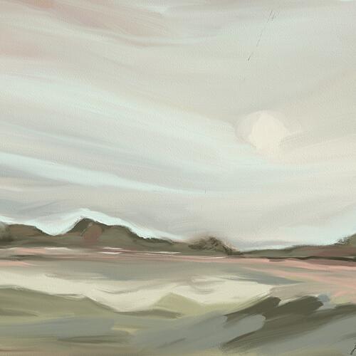 Muted Mountain Lake Montagne reproduction