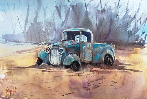 Rusty Blue Pickup Truck Art Print by Giorgio Gosti