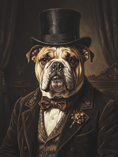 Dapper Bulldog Portrait Art Print