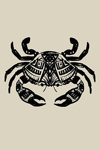 Black Tribal Crab Art Print by Casa Cartissi