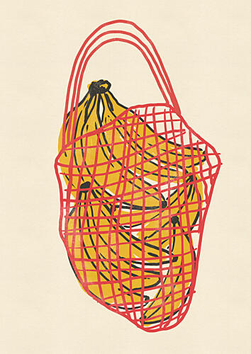 Fresh Bananas Net Bag Alimentation reproduction