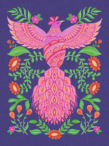 Vibrant Phoenix Floral Art Print by Suchi Deb