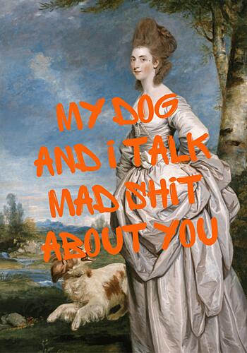 Witty Lady Dog Portrait Art Print