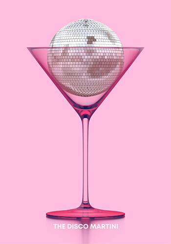 Pink Disco Martini Art Print