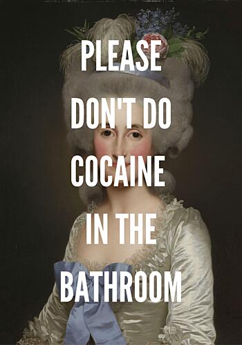 Funny Cocaine Bathroom Portrait Art Print